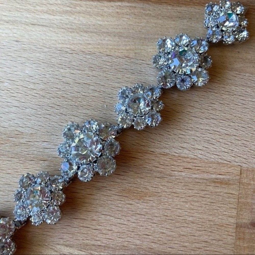 Crystal Rhinestone Marie Ferra Vintage Flower Bracelet - Picture 7 of 9